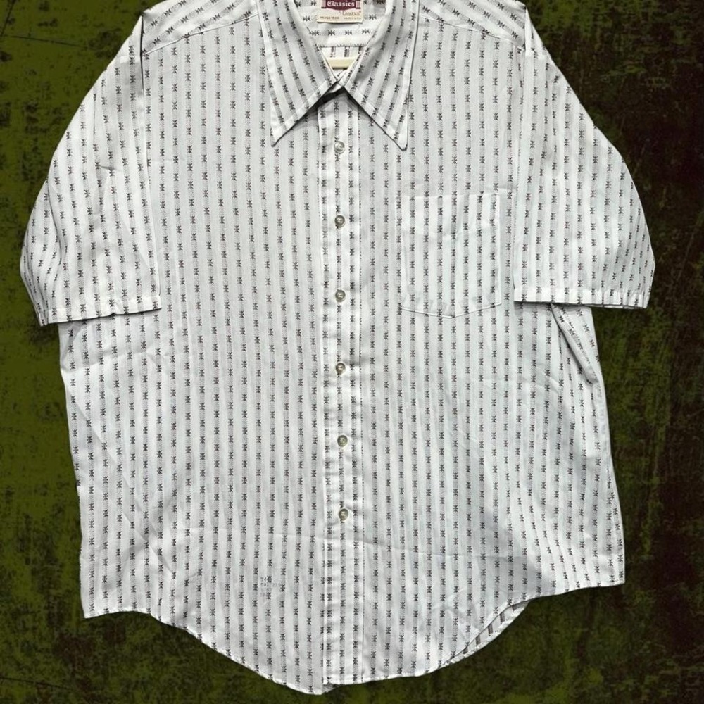 Vintage 1970s Geometric Striped Button Up - RARE SIZE XL/2XL